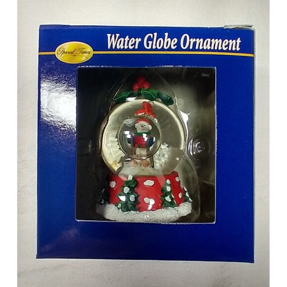 Snow Globe Bear On Skis Basket w/Trees Cardinal on Hat* New In Box * - Picture 7 of 7